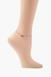 Rhinestone Initial Charm Anklet