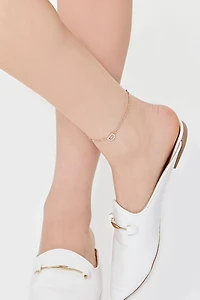 Rhinestone Initial Charm Anklet