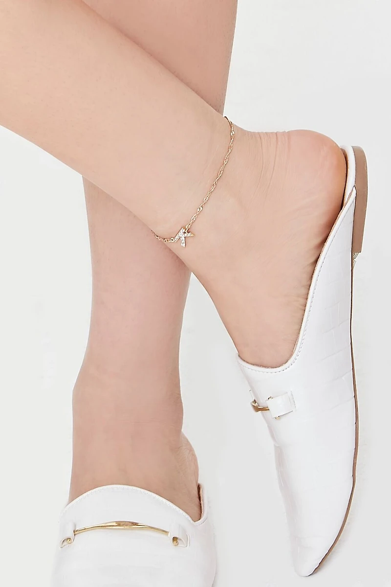 Rhinestone Initial Charm Anklet