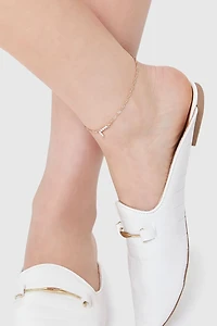 Rhinestone Initial Charm Anklet