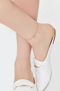 Rhinestone Initial Charm Anklet