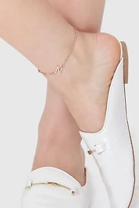 Rhinestone Initial Charm Anklet
