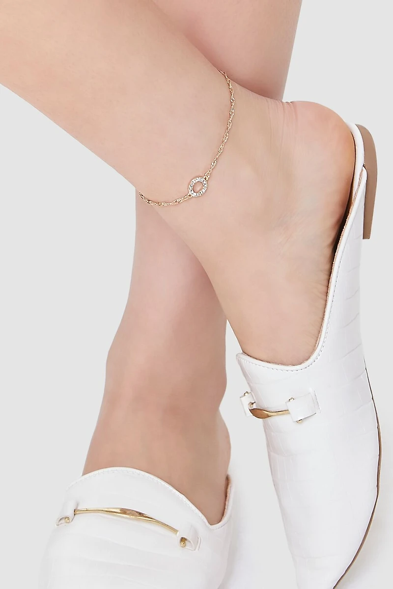 Rhinestone Initial Charm Anklet