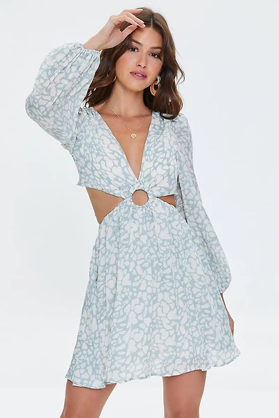 Windsor Step Up Abstract Print Cutout Mini Dress | MainPlace Mall
