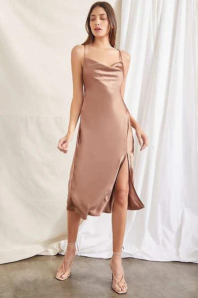 Satin Cowl Slip Dress