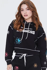 Floral Embroidered Graphic Hoodie