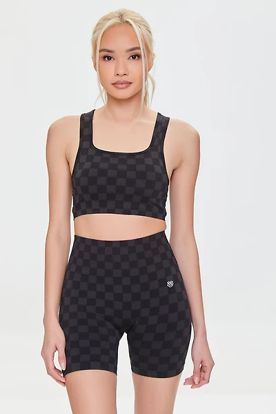 Active Seamless Checkered Biker Shorts