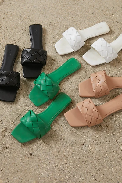 Crosshatch Faux Leather Sandals