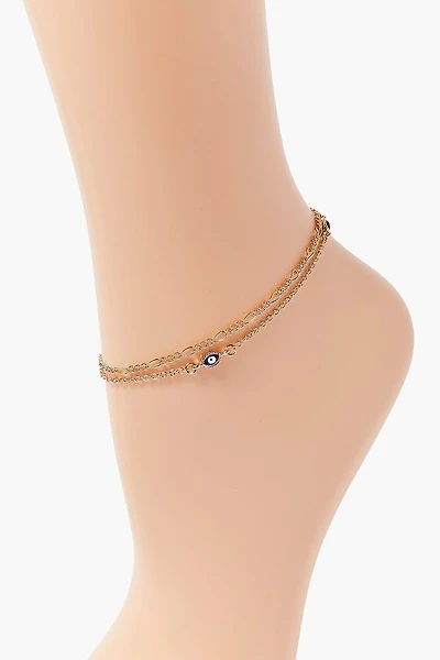 Evil Eye Layered Chain Anklet