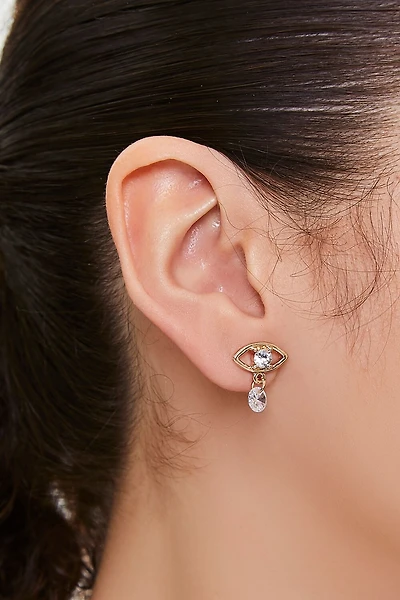 Faux Gem Evil Eye Stud Earrings