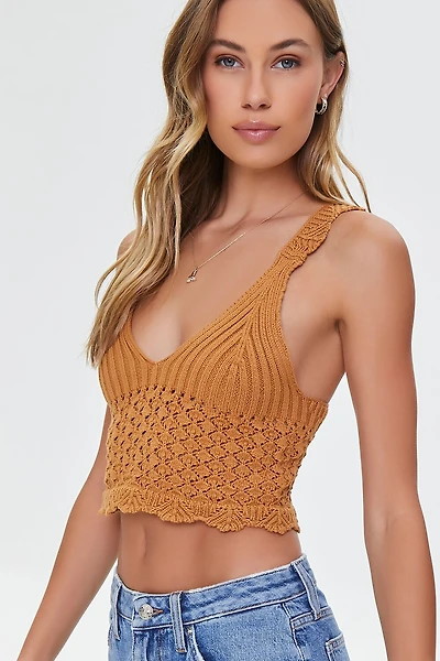 Crochet Lace-Up Crop Top