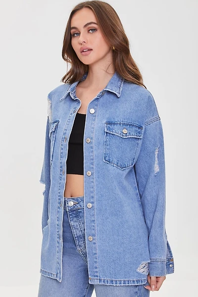 Denim Distressed Shacket