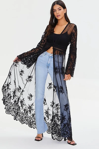 Sheer Crochet Lace Kimono