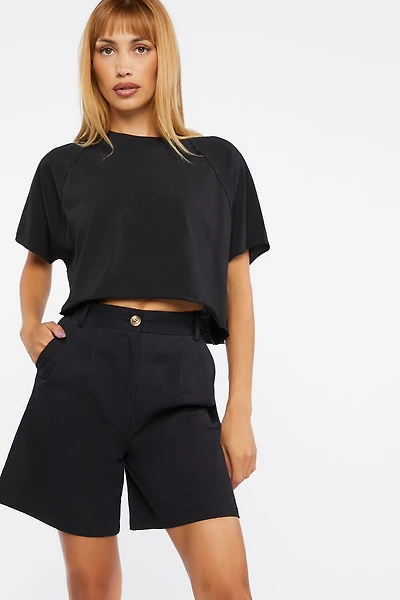 Raglan-Sleeve Cropped Tee