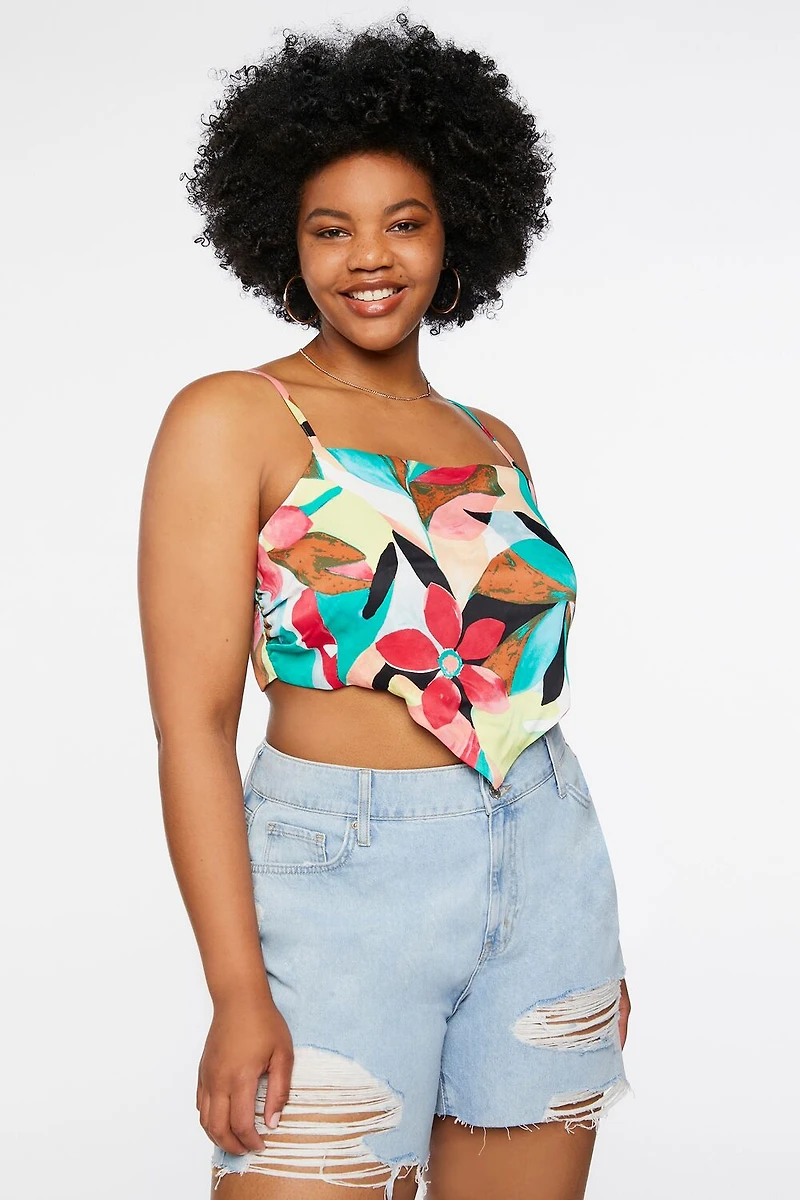 Plus Size Frayed Denim Shorts