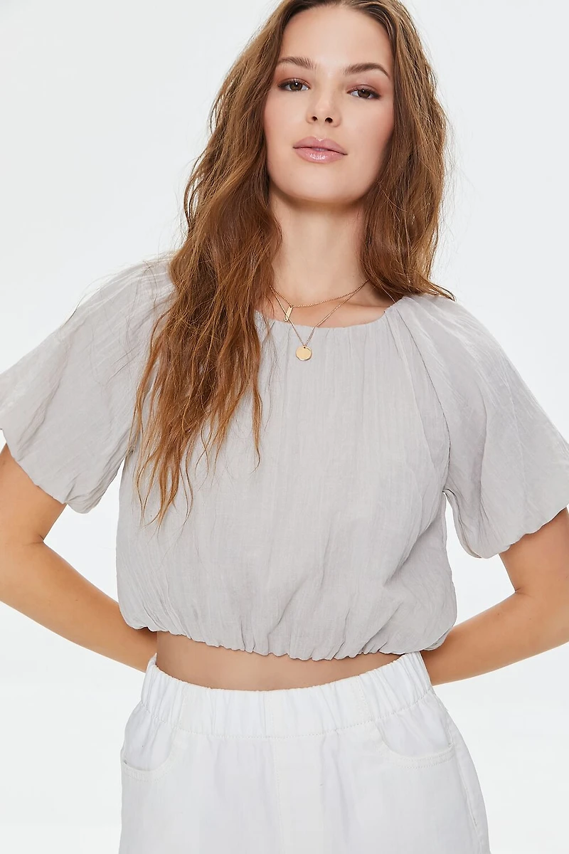 Puff-Sleeve Crop Top