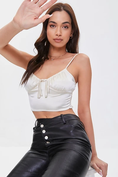 Satin Self-Tie Cropped Cami