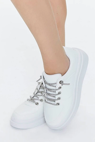 Metallic Lace-Up Platform Sneakers