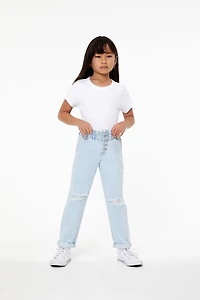 Girls Distressed Paperbag Jeans (Kids)