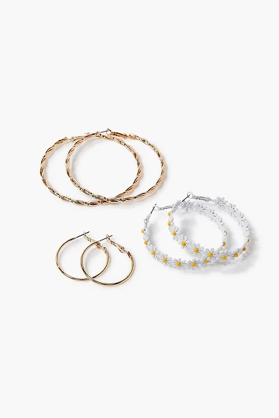 Daisy Hoop Earring Set