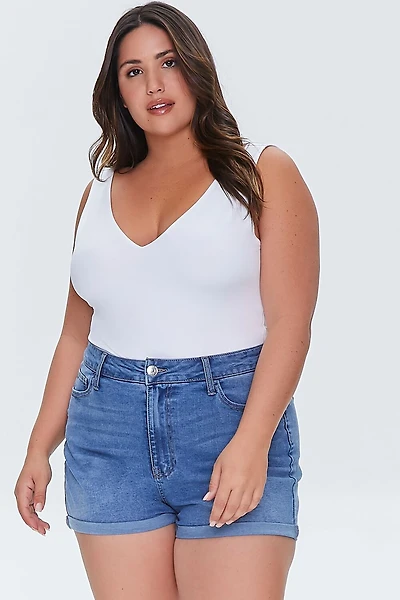 Plus Size Denim Curvy Shorts