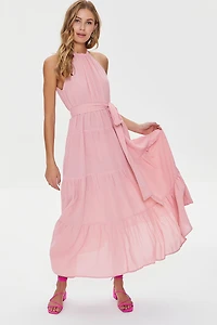 Belted Halter Maxi Dress