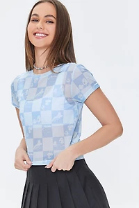 Mushroom Checkered Mesh Tee