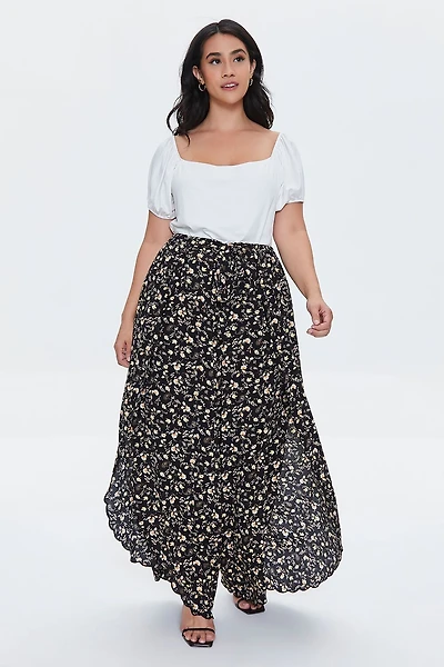 Plus Size Floral Print Palazzo Pants