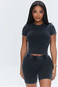 Ribbed High-Rise Biker Shorts