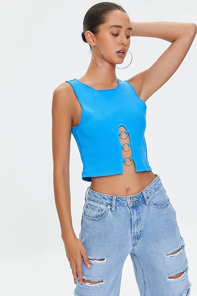 Ribbed O-Ring Cropped Tank Top