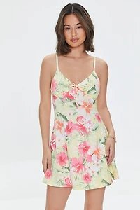 Tropical Floral Print Skater Dress