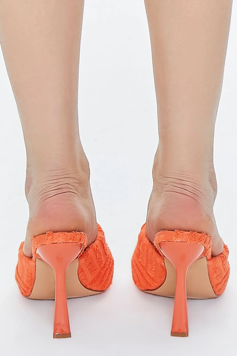 Terry Cloth Open-Toe Stiletto Heels