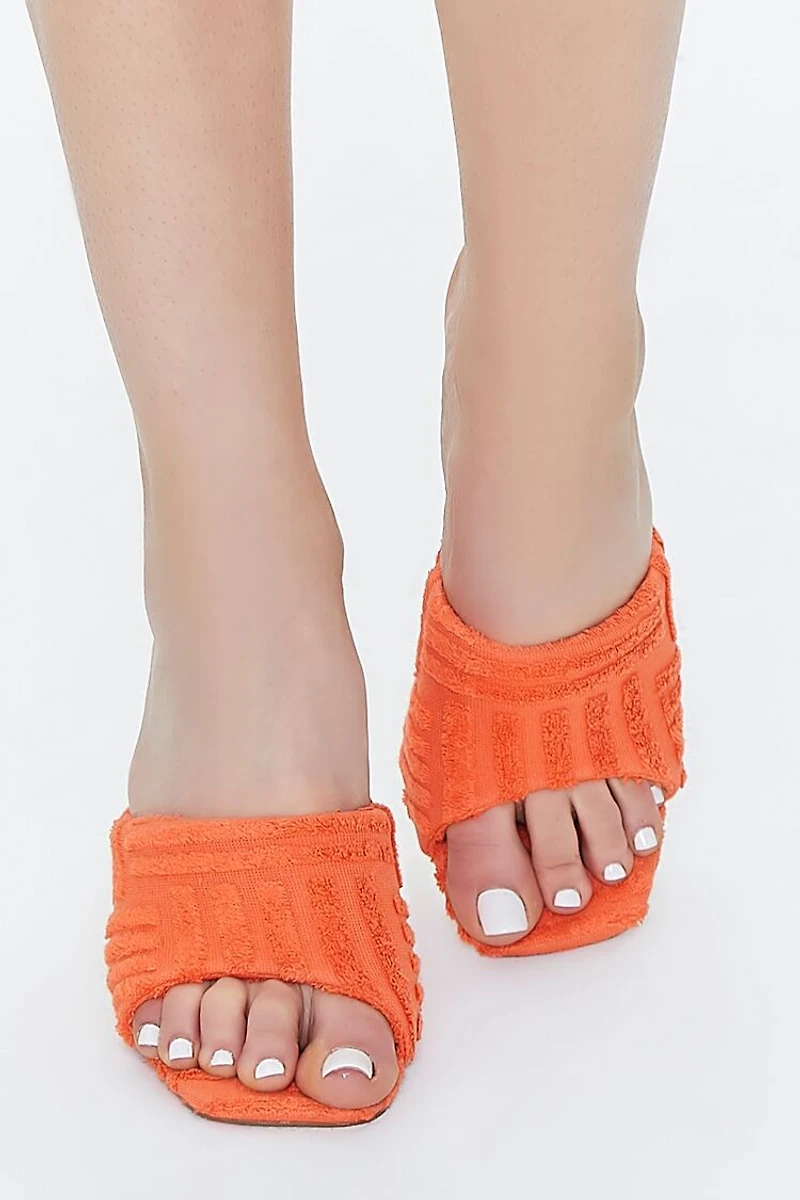 Terry Cloth Open-Toe Stiletto Heels