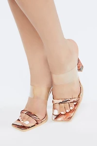 Marble Print Open-Toe Block Heels