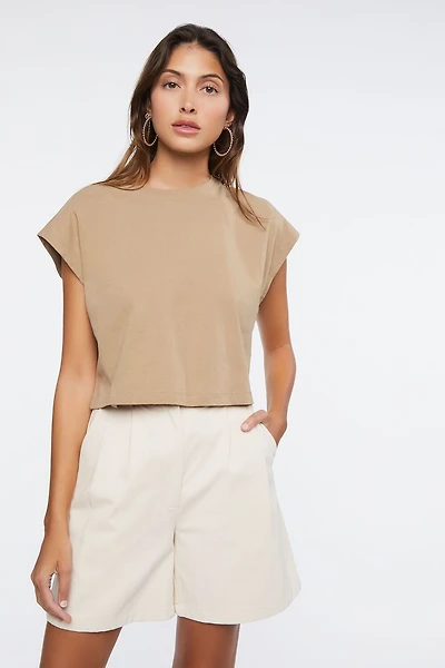 Crew Neck Cap-Sleeve Tee