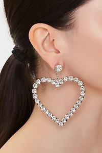 Rhinestone Heart Drop Earrings