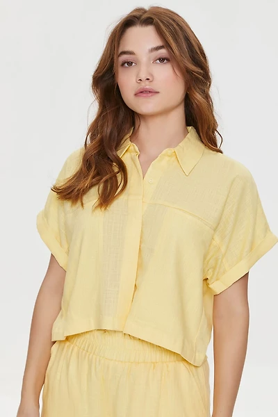 Cropped Linen-Blend Shirt