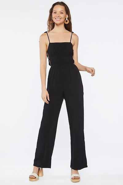 Ruched Tie-Strap Jumpsuit