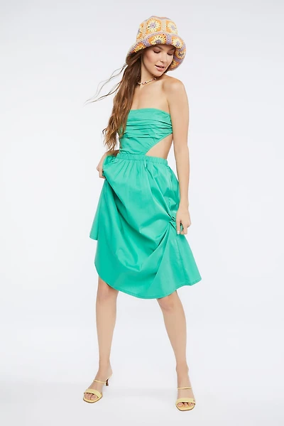 Poplin Cutout Fit & Flare Midi Dress