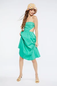 Poplin Cutout Fit & Flare Midi Dress