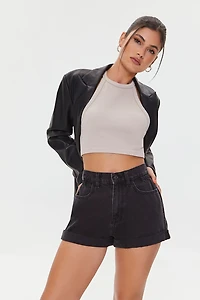 High-Rise Denim Shorts