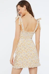 Floral Print Tie-Strap Mini Dress
