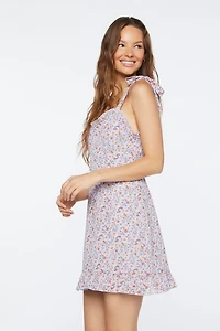 Floral Print Tie-Strap Mini Dress