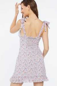 Floral Print Tie-Strap Mini Dress