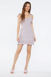 Floral Print Tie-Strap Mini Dress