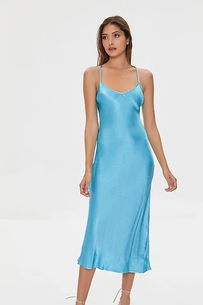 Satin Tie-Back Midi Dress