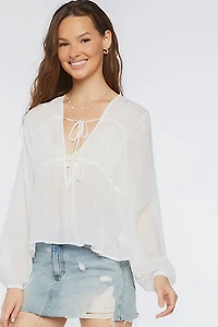 Plunging Peasant-Sleeve Top