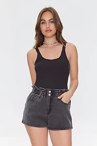 Paperbag Denim Shorts