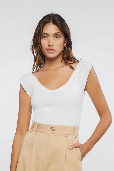 Sweater-Knit Cap Sleeve Top