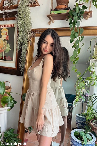 Linen-Blend Tiered Mini Dress